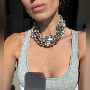 Elegant Silver and Gray Statement Necklace